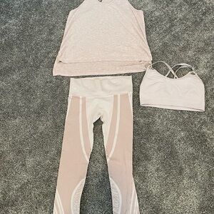 ALO Tank  and Nux Leggings & Bra Top Blush Tone